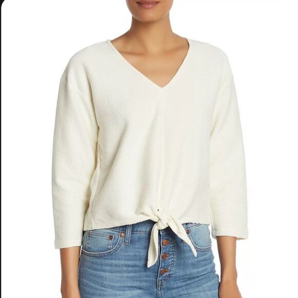 Madewell Women's Texture & Thread Long-Sleeve Tie-Front Top-L - Picture 1 of 6